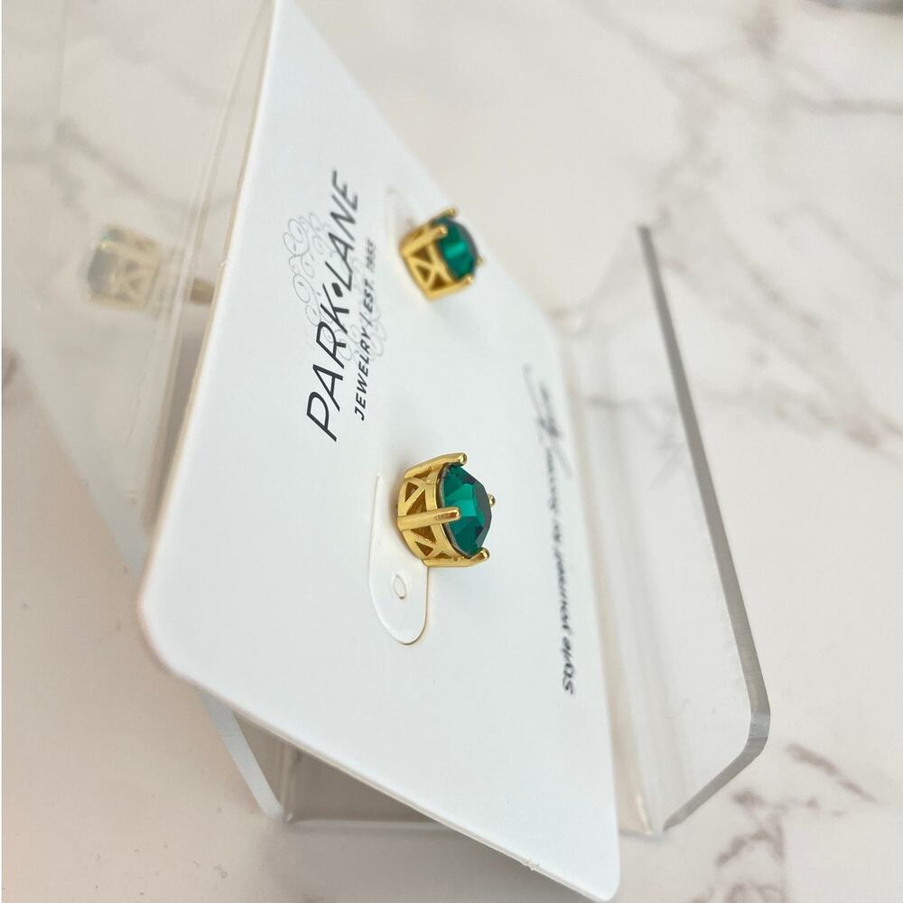 Park Lane Jewelry "Impression" Stud Earrings in Emerald Green NWT - Picture 3 of 4